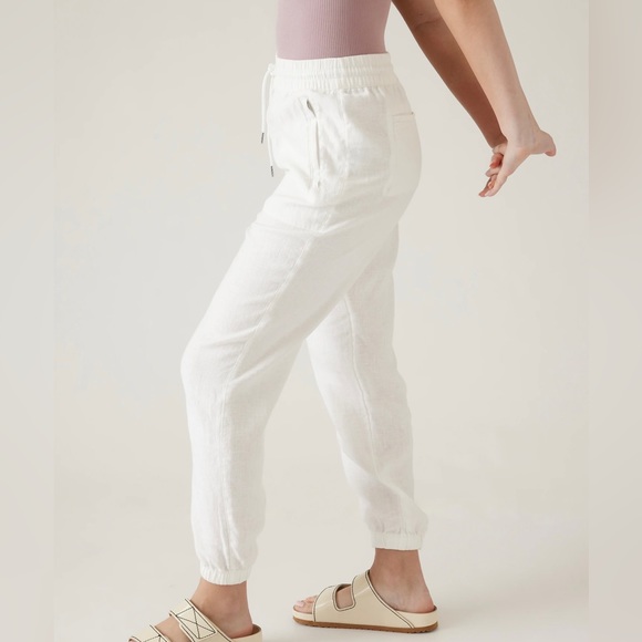 NWOT Athleta White Retreat Linen Jogger size 14 - Picture 5 of 12